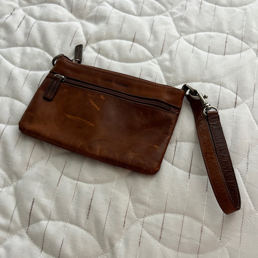 Jack Georges Brown Leather Wristlet